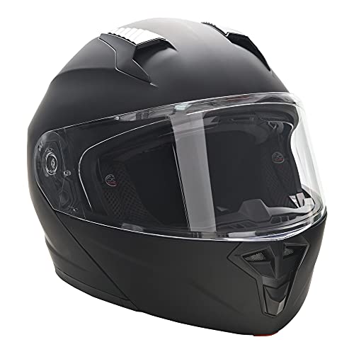 HOMCOM Casco de Moto Integral Talla XL-60 cm Casco de Motocicleta con Doble Visera Cabezal Anticolisión y Ventilaciones con Certificación Europea Unisex Color Negro