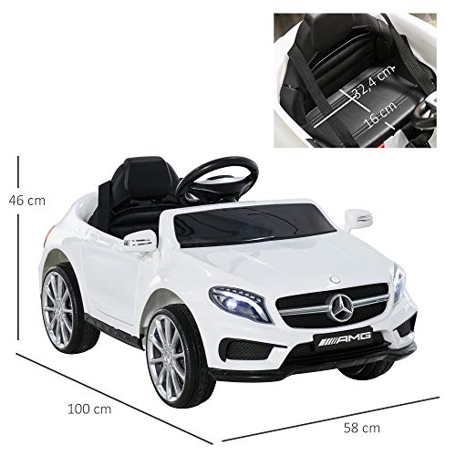 HOMCOM Coche Eléctrico para Niño 3+ Años Automóviles Infantiles Mercedes Benz GLA con Mando a Distancia MP3 USB Luces y Sonidos Apertura de Puerta Carga 30kg 100x58x46cm