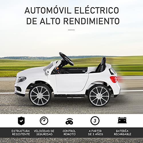 HOMCOM Coche Eléctrico para Niño 3+ Años Automóviles Infantiles Mercedes Benz GLA con Mando a Distancia MP3 USB Luces y Sonidos Apertura de Puerta Carga 30kg 100x58x46cm