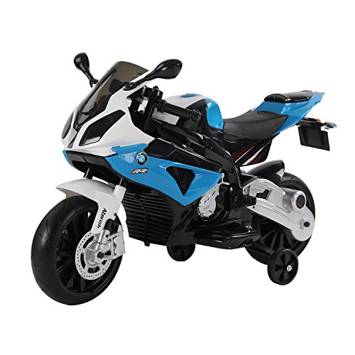 HOMCOM Moto Eléctrica para Niños de +3 Años 12V Licenciado BMW con Faros Bocina 2 Ruedas de Equilibrio Velocidad Máx. de 5 km/h 110x47x69 cm Azul