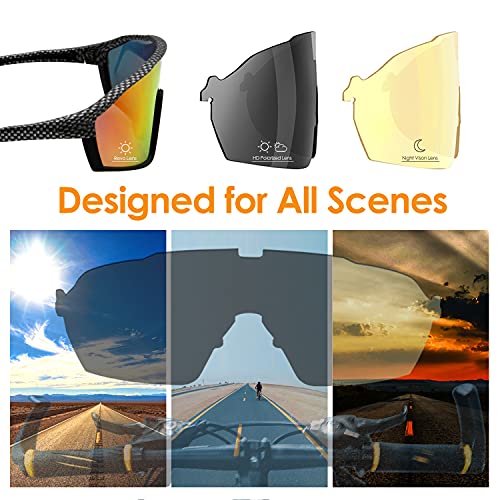 Homradise Gafas de bicicleta de carretera, Accesorios de mtb, Gafas de ciclismo Gafas de sol polarizadas para hombres y mujeres, Gafas de sol deportivas para baloncesto, pesca, esquí(Negro)