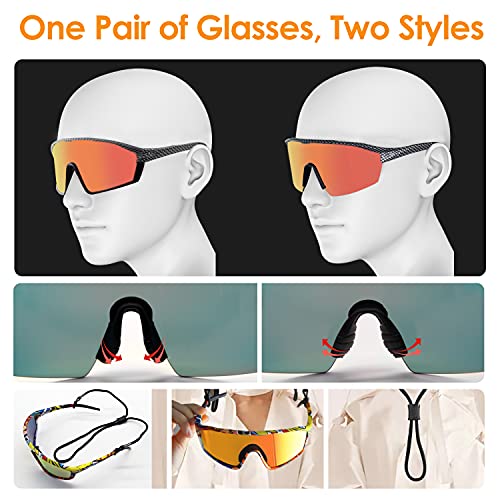 Homradise Gafas de bicicleta de carretera, Accesorios de mtb, Gafas de ciclismo Gafas de sol polarizadas para hombres y mujeres, Gafas de sol deportivas para baloncesto, pesca, esquí(Negro)