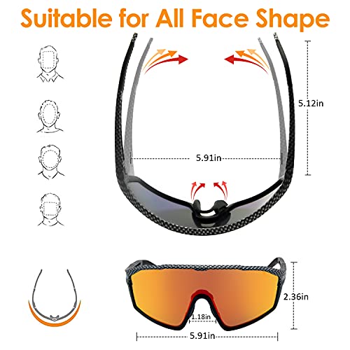 Homradise Gafas de bicicleta de carretera, Accesorios de mtb, Gafas de ciclismo Gafas de sol polarizadas para hombres y mujeres, Gafas de sol deportivas para baloncesto, pesca, esquí(Negro)