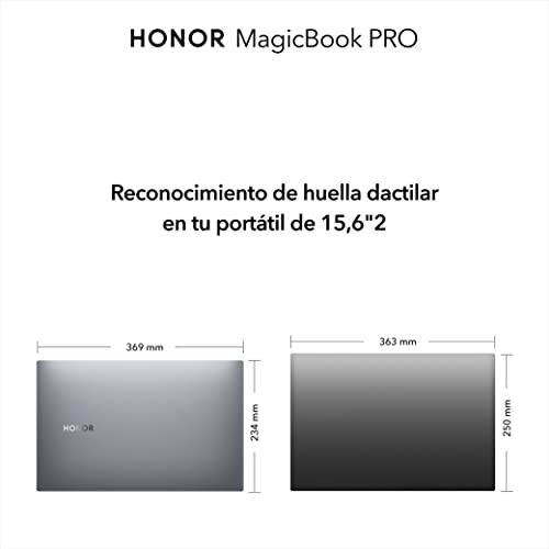 HONOR MagicBook PRO - Portátil de 16.1" FullHD (Ryzen 5-4600H, 16GB RAM, 512GB SSD, AMD graphics, Windows 10) Silver - Teclado QWERTY español