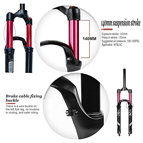 Horquilla MTB 26 27,5 29 Bicicleta Viaje 140mm Ajuste de Rebote 1-1/8" Suspensión Bicicleta Montaña por 26/27,5/29 Pulgadas Ciclismo MTB (Color : Manual Lock A, Size : 26 Inch)