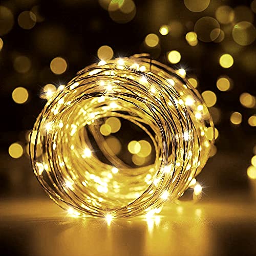 Hoteril Cadena de Luces, Guirnalda Luces 12M 120 LED Impermeable IP65, Luces Navidad USB para Navidad, Habitacion, Fiesta, Jardín, Bodas, Compleaños Luces de Hadas