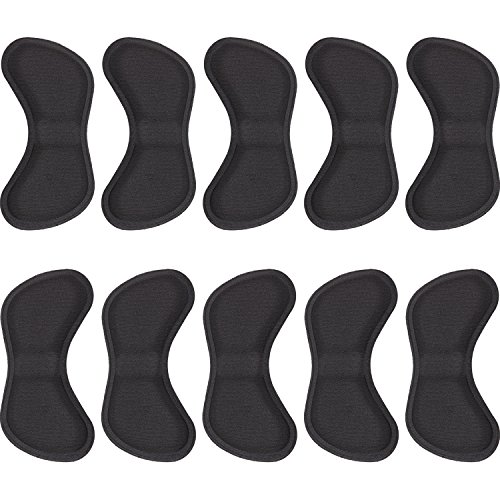 Hotop 5 Pares Plantilla Adhesiva de Zapato Pegatina de Almohadilla Forro de Agarre de Talón Protector de Cuidado de Pie, Negro