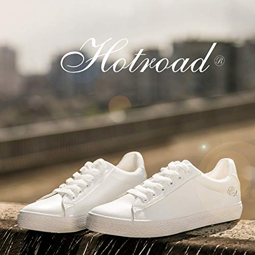 HotRoad Women Fashion Sneakers Zapatillas Blancas para Mujer Casual Deportiva para Caminar Liquidación Low Top Ladies Zapatillas Tenis, Rosa Bordado / 38 EU