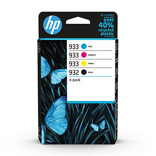 HP 932-933 6ZC71AE, Pack de 4, Cartuchos de Tinta Originales Negro, Cian, Magenta y Amarillo, compatible con impresoras de inyección de tinta HP Officejet 6100, 6600, 6700, 7110, 7130, 7140 y 7510