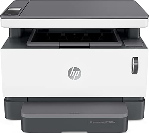 HP Neverstop Laser 1202nw 5HG93A, Impresora A4 Multifunción Monocromo Con Depósito de Tóner, Imprime, Escanea y Copia, Wi-Fi, Fast Ethernet, Puerto USB 2.0, HP Smart App, Panel de Control LED, Blanca