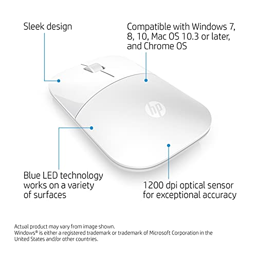 HP Z3700 RF Raton óptico inalámbrico 1200DPI Blanco (Ambidiestro) - Ratón (RF inalámbrico, Oficina, Botones, Rueda, Óptico, Pilas)