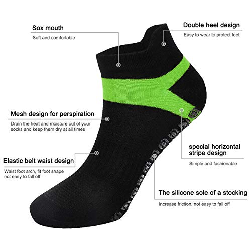 HQdeal 4 Pares Calcetines Deportivos para Mujer, Calcetines Antideslizantes para Hombre Mujer, Algodón Transpirable Calcetines para Pilates Yoga Fitness Gimnasia Ballet, EU35-42