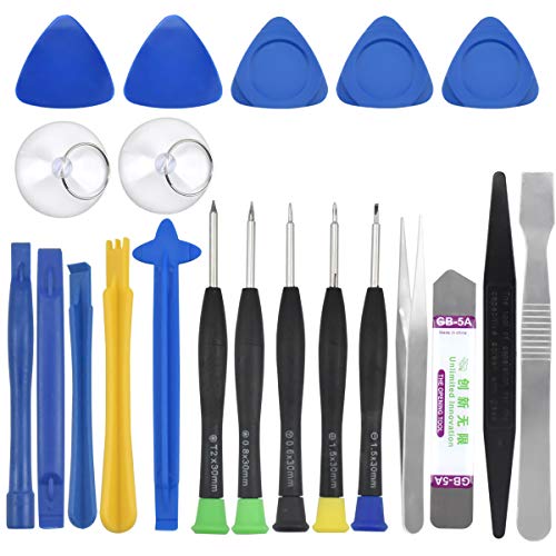 HQdeal Kit de Reparacion Herramientas Moviles, 22 en 1 kit de teléfono Desmontar inclyendo Destornilladores, Herramientas pry, Copa de succión y Palanca metálica para teléfonos Inteligentes Smartphone