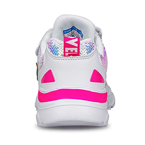 HSNA Zapatillas con Lentejuelas Niña Zapatos de Gimnasia para Caminar Ligero Trainers Kids(a01 Blanco 30 EU)