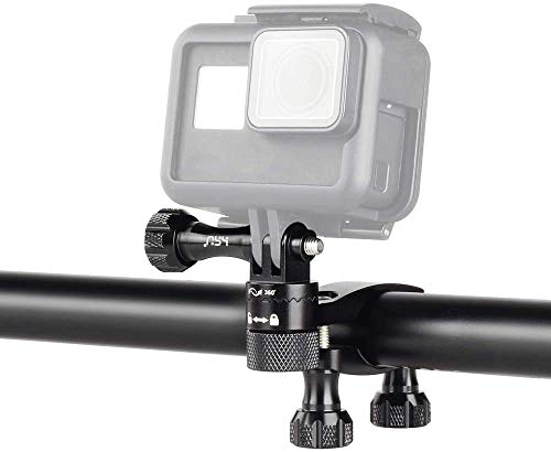 HSU Soporte de manillar de bicicleta de aluminio compatible para Gopro Hero 9, 8, 7 y otras cámaras de acción, 360 grados giratorio de montaje en rack de bicicleta de montaña