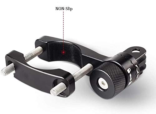 HSU Soporte de manillar de bicicleta de aluminio compatible para Gopro Hero 9, 8, 7 y otras cámaras de acción, 360 grados giratorio de montaje en rack de bicicleta de montaña