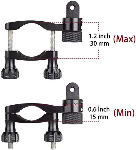 HSU Soporte de manillar de bicicleta de aluminio compatible para Gopro Hero 9, 8, 7 y otras cámaras de acción, 360 grados giratorio de montaje en rack de bicicleta de montaña