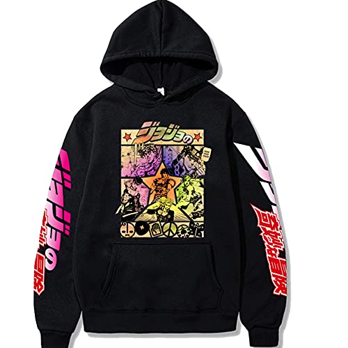 HUANHE Jojos Bizarre Adventure Sudaderas con Capucha Unisex Anime Japonés Jojo Printed Hombres Sudadera con Capucha Streetwear Sudaderas Casuales