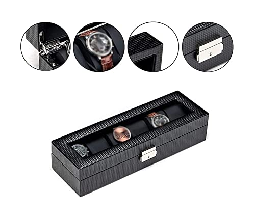 HUANMING Regalos de Almacenamiento Caja De Reloj PU Pantera De Almohada De Cuero Villa De Vidrio Pantalla De Ventana Viaje Caja De Almacenamiento Portátil Nailon Gris