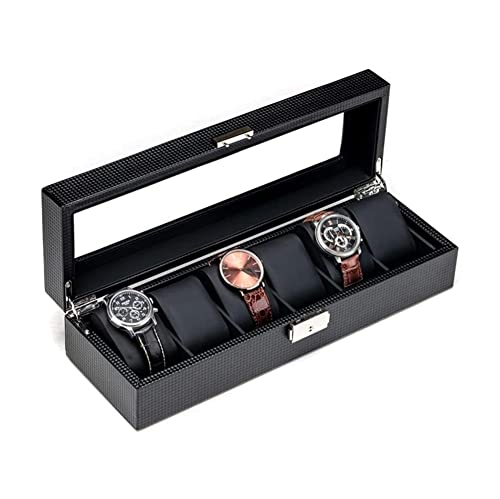 HUANMING Regalos de Almacenamiento Caja De Reloj PU Pantera De Almohada De Cuero Villa De Vidrio Pantalla De Ventana Viaje Caja De Almacenamiento Portátil Nailon Gris