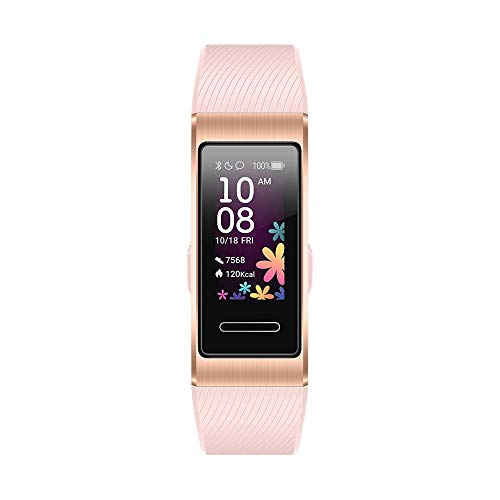 HUAWEI Band 4 Pro - Pulsera de actividad con pantalla AMOLED de 0.95 pulgadas, monitorización continua con TruSeen 3.5 24/7, monitoreo del sueño, GPS incorporado, 5 ATM, color pink gold