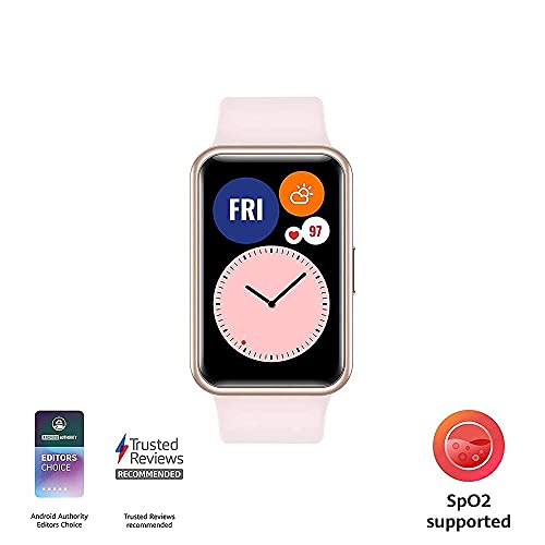 HUAWEI WATCH FIT - Smartwatch con cuerpo de metal, pantalla AMOLED de 1,64”, hasta 10 días de batería, 96 modos de entrenamiento, GPS incorporado, 5ATM, Color Rosado