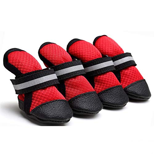 huihuijia Botas para Perros Calcetines Perro Zapatos para Perros Pequeños Botas De Perro para Las Patas Dañadas Impermeables Zapatos Antideslizantes para Perro Red,XXX-Large