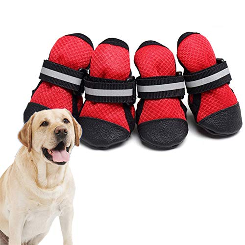 huihuijia Botas para Perros Calcetines Perro Zapatos para Perros Pequeños Botas De Perro para Las Patas Dañadas Impermeables Zapatos Antideslizantes para Perro Red,XXX-Large