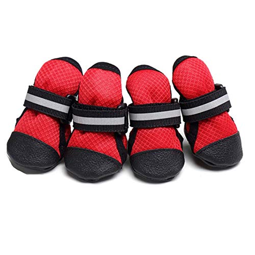 huihuijia Botas para Perros Calcetines Perro Zapatos para Perros Pequeños Botas De Perro para Las Patas Dañadas Impermeables Zapatos Antideslizantes para Perro Red,XXX-Large