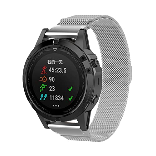 HUNDU 10 Piezas/Paquete, Banda de reemplazo de reemplazo de Bucle de Malla metálica Ajuste for Garmin Fenix ​​5 / Fenix ​​5 Plus, Ajuste for Garmin Fenix ​​6 / Fenix ​​6 Pro (Band Color : Silver)