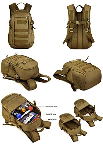 HUNTVP 12L Mochila de Asalto Militar Táctical Molle Bolsa Bandolera para Senderismo Caza Camping - Color Negro Camuflaje