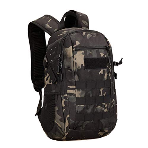 HUNTVP 12L Mochila de Asalto Militar Táctical Molle Bolsa Bandolera para Senderismo Caza Camping - Color Negro Camuflaje