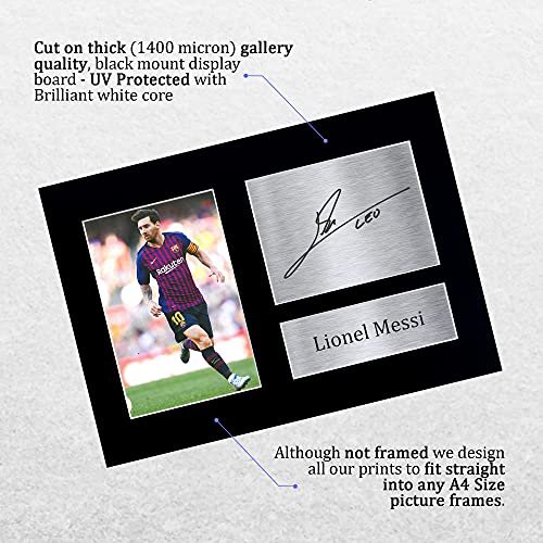 HWC Trading Lionel Messi A4 Sin Marco Regalo De Visualización De Fotos De Impresión De Imagen Impresa Autógrafo Firmado por Barcelona Los Aficionados Al Fútbol