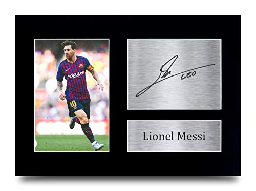 HWC Trading Lionel Messi A4 Sin Marco Regalo De Visualización De Fotos De Impresión De Imagen Impresa Autógrafo Firmado por Barcelona Los Aficionados Al Fútbol