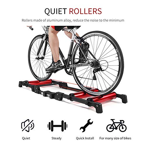 HWHSZ Rodillos De Bicicleta Silenciosos Plataforma De Montar con Rodillo De Bicicleta Plegable Ejercicio Interior Soporte De Entrenador De Bicicleta Entrenamiento De Ciclismo para 24-29 MTB