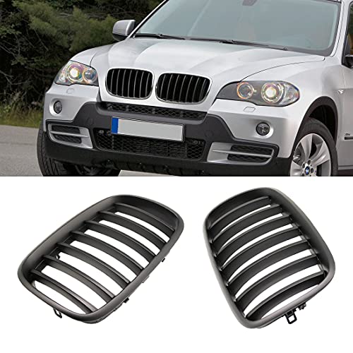 HZYCKJ par de rejillas de riñón de parachoques delantero 1 línea de listones rejillas deportivas negras mate aptas para BMW X5 X6 E70 E71 2007-2013 accesorios de coche pieza de repuesto