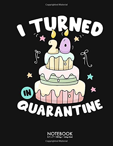 I Turned 20 In Quarantine Birthday Cake Funny Quarantine Birthday Gift: 100 Page College Ruled Diary Lined Journal Notebook Lined Notes Blank Paper ... Back To School Gift Large (8.5 x 11 inch)