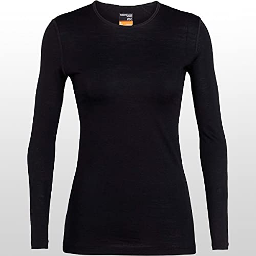 Icebreaker 200 Oasis LS Crewe Camiseta, Mujer, Negro, S