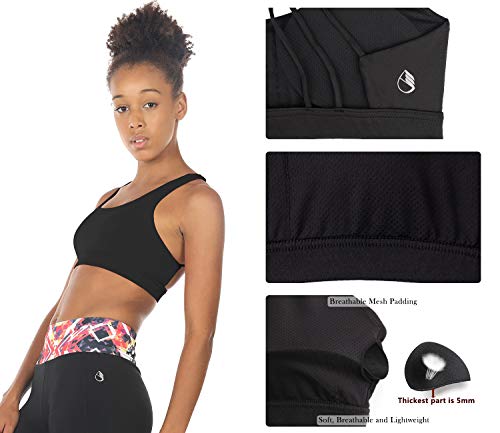 icyzone Sports Bra Yoga Cross Back Straps Design Exercise Fitness Underwear for Women -S-Negro