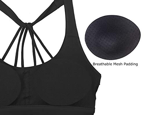 icyzone Sports Bra Yoga Cross Back Straps Design Exercise Fitness Underwear for Women -S-Negro