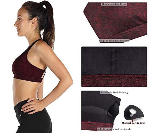 icyzone Sports Bra Yoga Cross Back Straps Design Exercise Fitness Underwear for Women -S-Vino