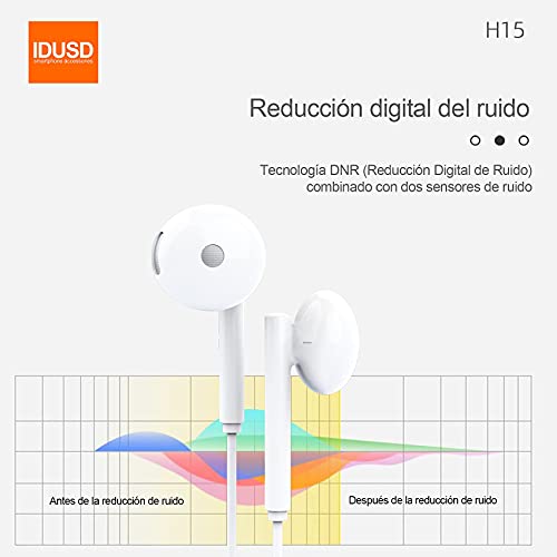 IDUSD Auriculares USB Tipo C In-Ear Sonido Hi-Fi Estéreo con Micrófono Botón de Control Reproducción Llamadas Volumen Compatible Móviles Android y Otros Dispositivos Tipo C Sin Conector de 3,5 mm