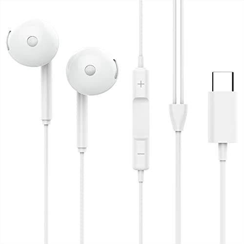 IDUSD Auriculares USB Tipo C In-Ear Sonido Hi-Fi Estéreo con Micrófono Botón de Control Reproducción Llamadas Volumen Compatible Móviles Android y Otros Dispositivos Tipo C Sin Conector de 3,5 mm