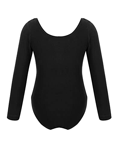 IEFIEL Maillot Manga Larga de Danza Ballet para Niña Maillot Elástica de Gimnasia Ritmica Mono Ajustado de Baile Clásico Disfraz de Bailarina Niña Body Ballet Niña Negro 6 años