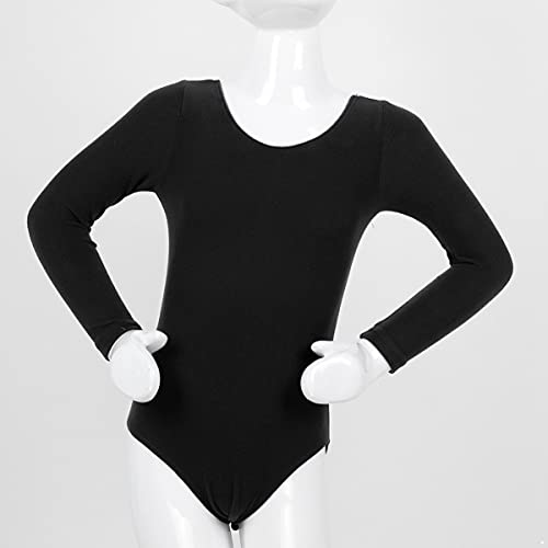 IEFIEL Maillot Manga Larga de Danza Ballet para Niña Maillot Elástica de Gimnasia Ritmica Mono Ajustado de Baile Clásico Disfraz de Bailarina Niña Body Ballet Niña Negro 6 años