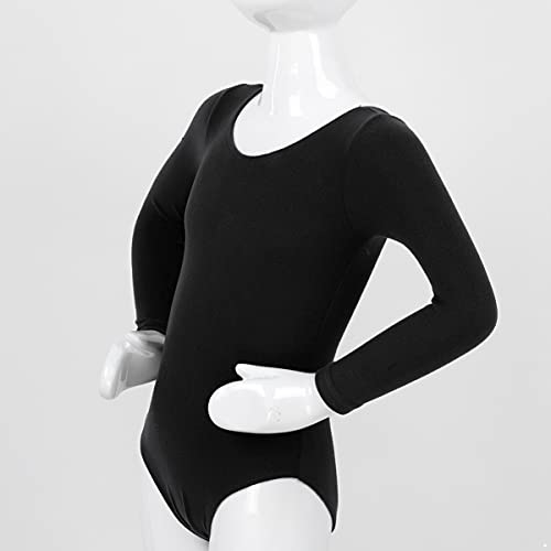 IEFIEL Maillot Manga Larga de Danza Ballet para Niña Maillot Elástica de Gimnasia Ritmica Mono Ajustado de Baile Clásico Disfraz de Bailarina Niña Body Ballet Niña Negro 6 años