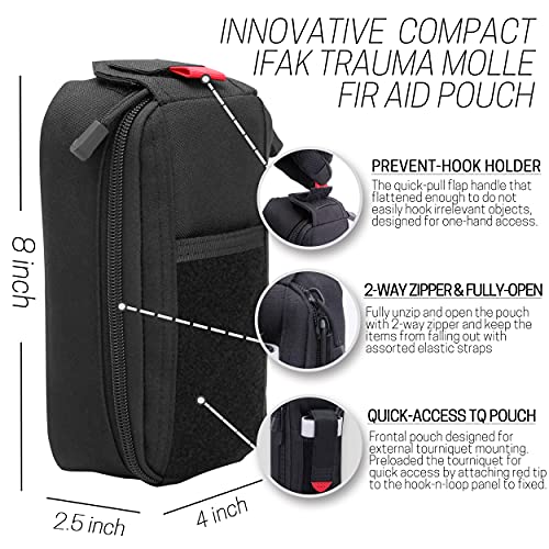 IFAK Trauma First Aid Kit - EDC Tactical Molle Medic Pouch, Supervivencia de emergencia Miltary Bleeding Contorl Med Bag para Camping Senderismo Bushcraft