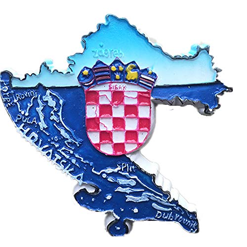 Imán de nevera 3D con diseño de mapa de Croacia, decoración para el hogar y la cocina, imán para nevera de Croacia, regalo de recuerdo