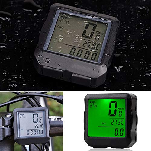 Impermeable luz de Fondo Digital de Bicicletas Ordenador Cuentakilómetros Velocímetro Reloj Cronómetro Bicicleta Accesorios,Green