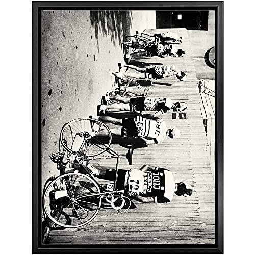 Impresión HD, bicicleta, ciclista, negro, blanco, bicicleta, foto Vintage, arte de pared, imágenes nórdicas para decoración de sala de estar, 70x90cm sin marco